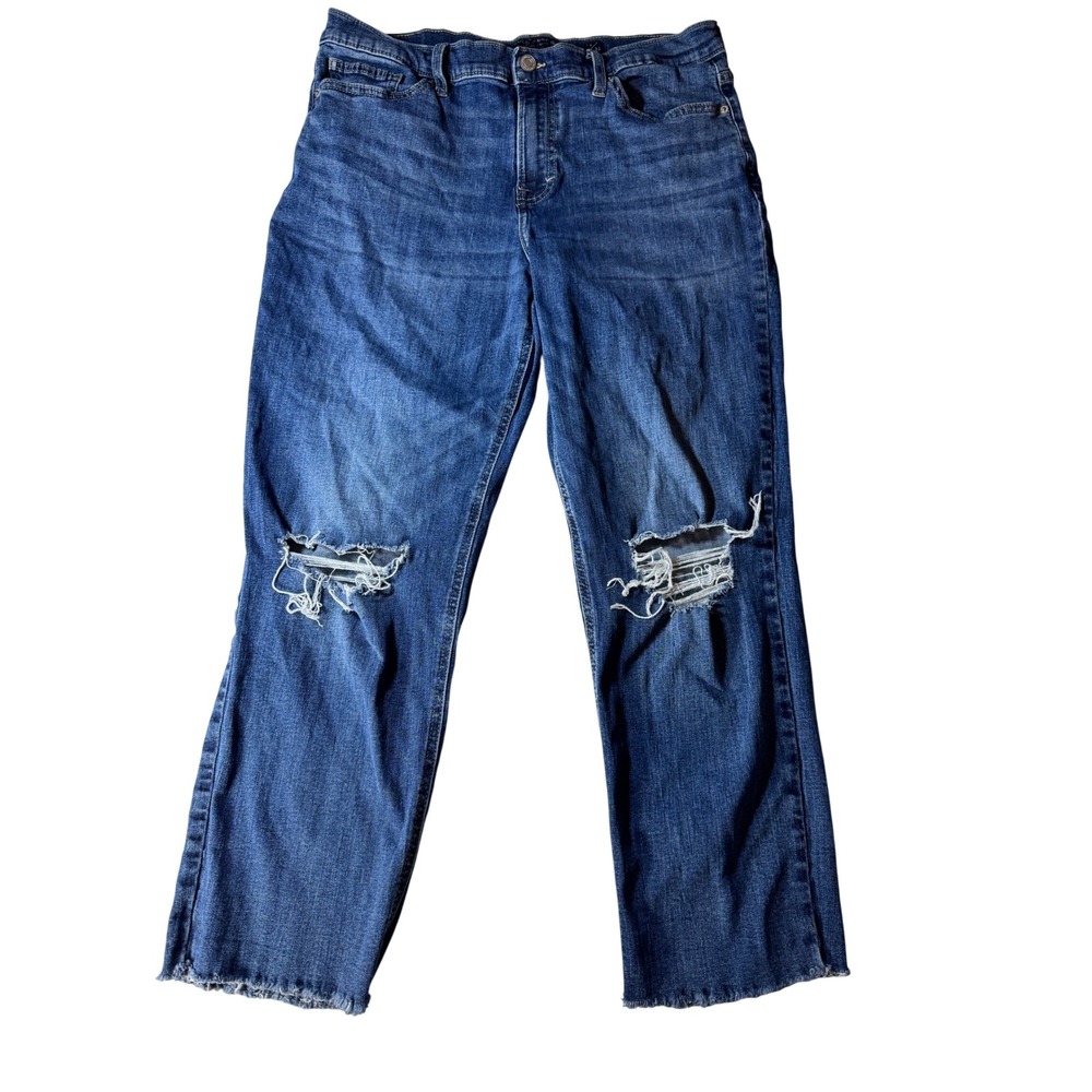 Lucky Brand Jeans Womens Size 14 32 Ankle Distressed Ripped Blue Denim‎